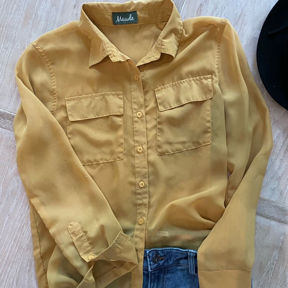 Mustard yellow button down. Like new